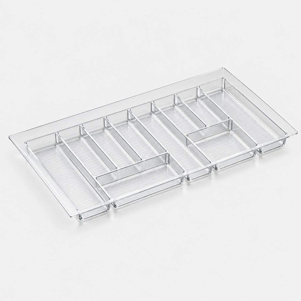 Clear cutlery drawer organiser