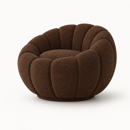 Deep chocolate sculptural bouclé chair