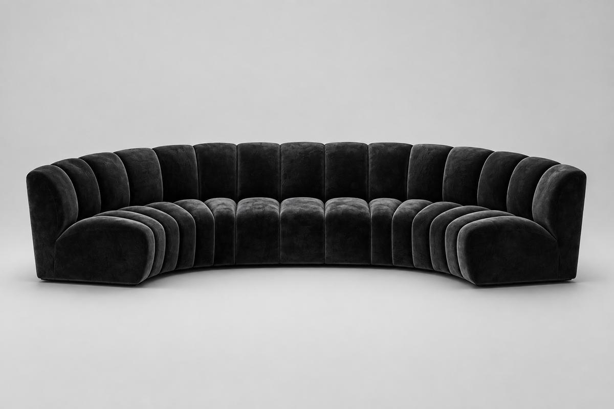 Large curved sofa in black
