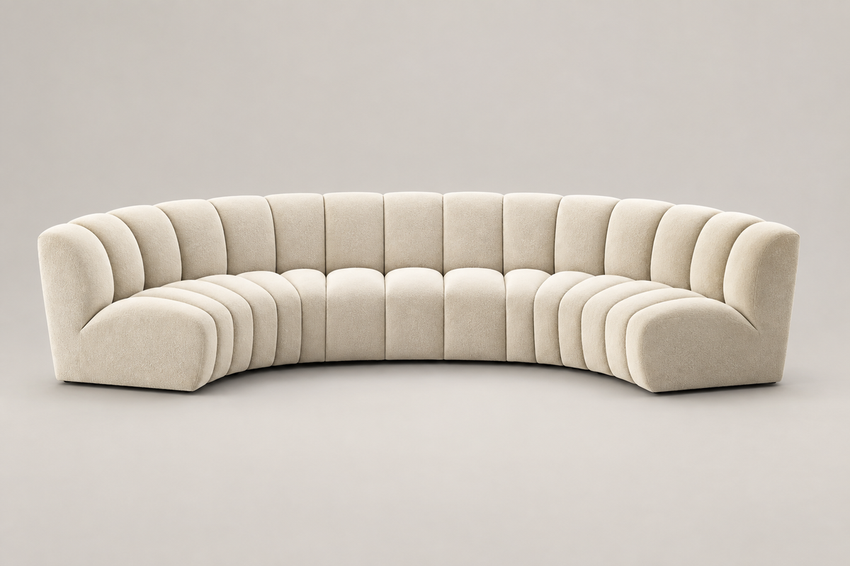 Large curved sofa in ivory