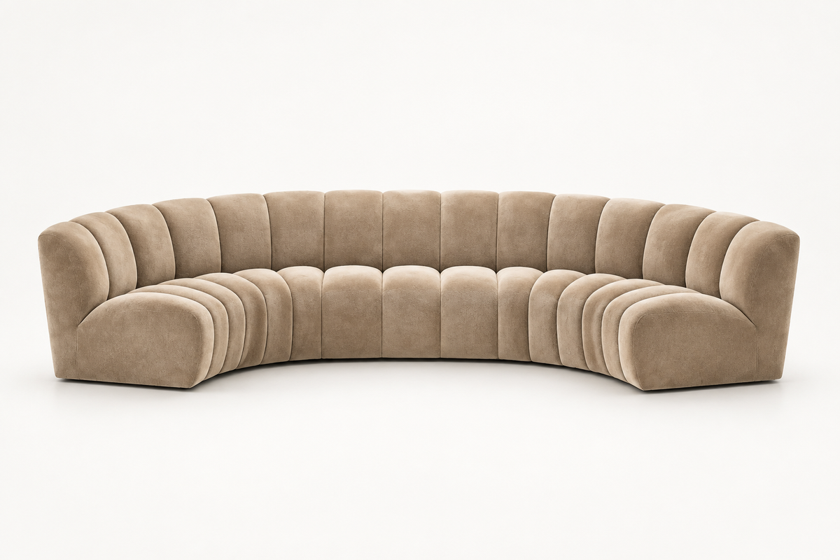 Large curved sofa in nude