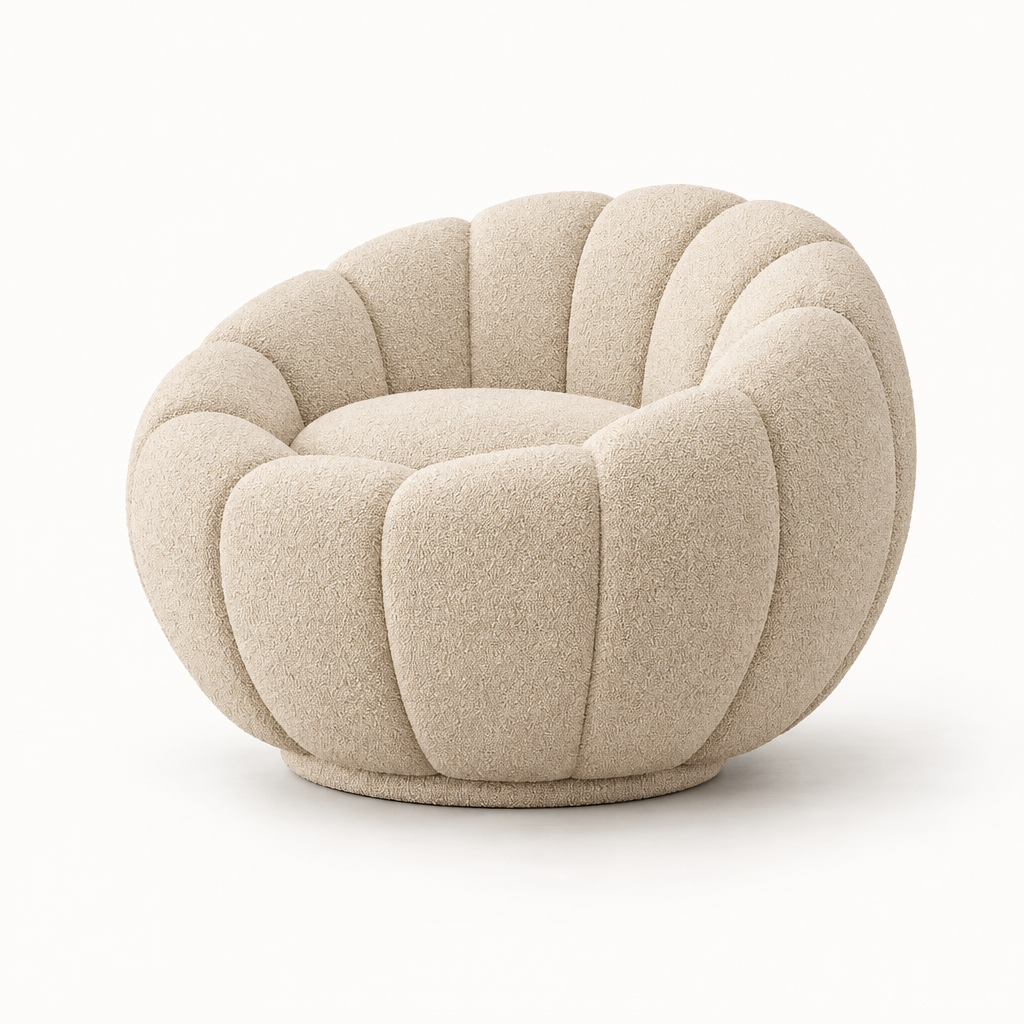 Nude sculptural bouclé chair
