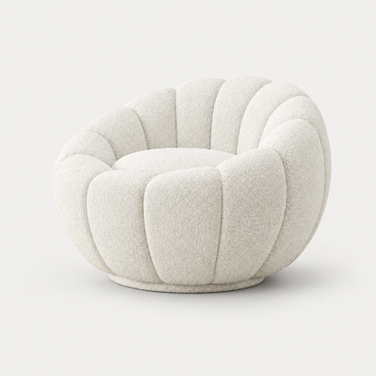 White sculptural bouclé chair